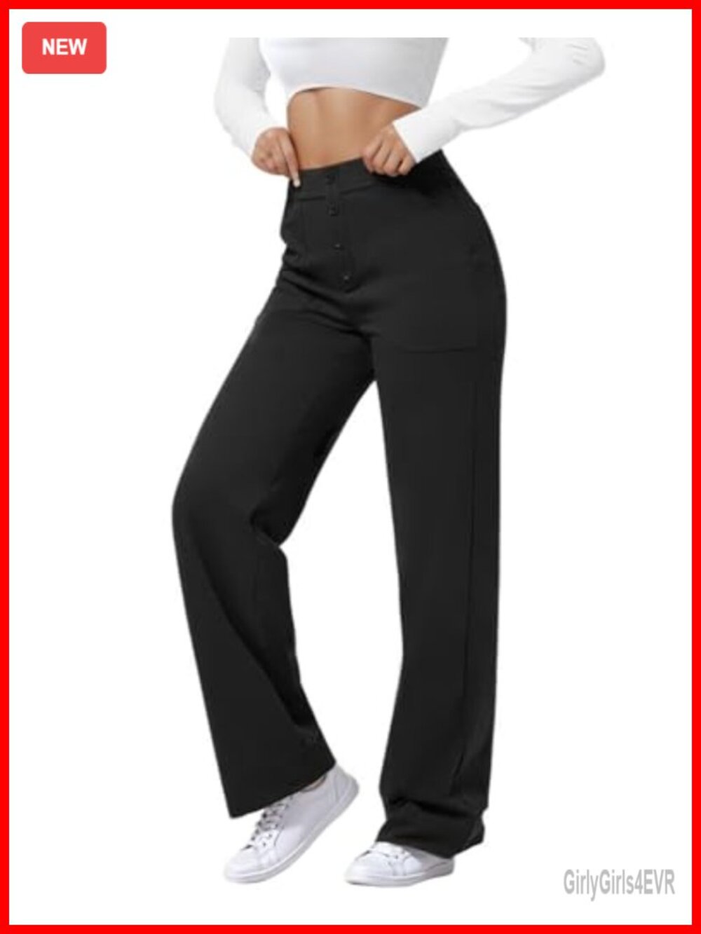 High Waisted Stretch Dress Pants Straight Leg Business Casual Work Office